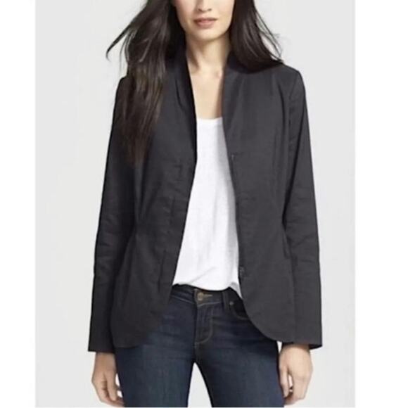 Eileen Fisher Black Ramie Blend Zip Front Blazer Jacket Corp Corporate Womens XL - Picture 1 of 10